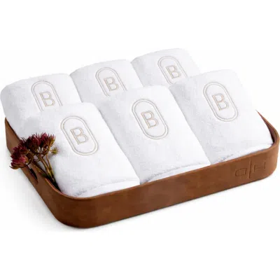 Domani Home Set Of 6 Monogram Fingertip Towels In Brown