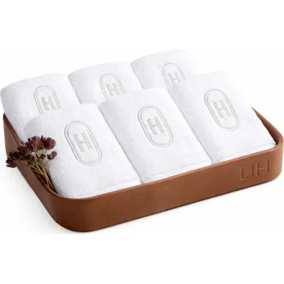 Domani Home Set Of 6 Monogram Fingertip Towels In Gold