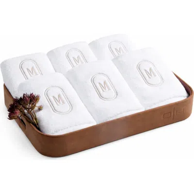 Domani Home Set Of 6 Monogram Fingertip Towels In White