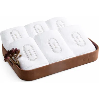 Domani Home Set Of 6 Monogram Fingertip Towels In White