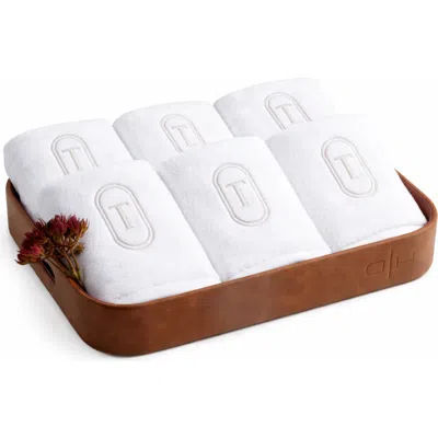 Domani Home Set Of 6 Monogram Fingertip Towels In White
