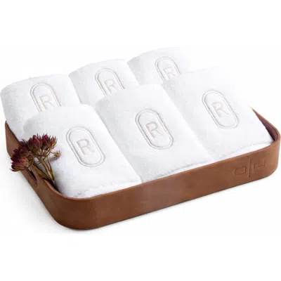 Domani Home Set Of 6 Monogram Fingertip Towels In White