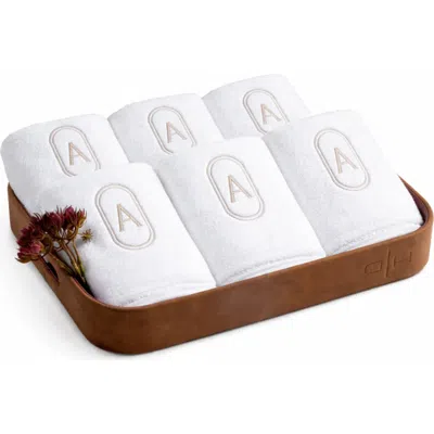 Domani Home Set Of 6 Monogram Fingertip Towels In White