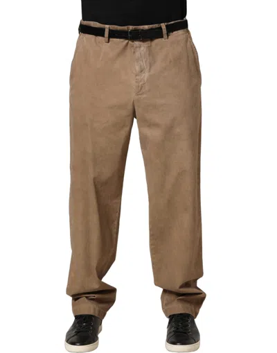 Domenico Tagliente Beige Cotton Straight Leg Men Trouser Pants In Multi