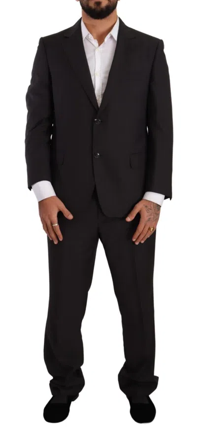 Domenico Tagliente Dark Gray Single Breasted Formal Men's Suit In Black