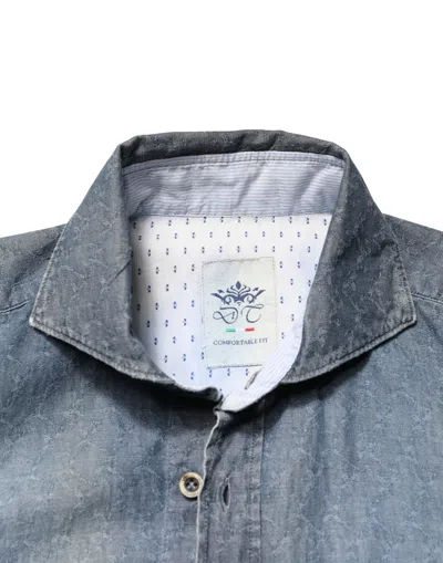 Pre-owned Domenico Tagliente Long Sleeve Colla Men's Shirt () In Blue
