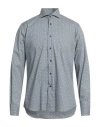 Domenico Tagliente Man Shirt Slate Blue Size 17 Cotton In Blue