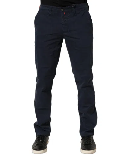 Domenico Tagliente Navy Blue Skinny Chino Mid Waist Men Pants In Multi