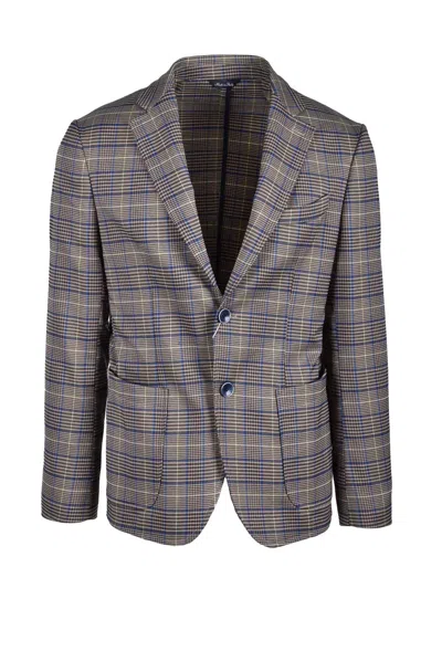 Domenico Tagliente Polyester Cotton Viscose Elastane Jacket - Brown/blue In Gray