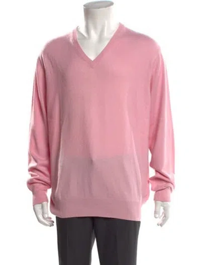 Pre-owned Domenico Vacca Cashmere V-neck Pullover In Pink