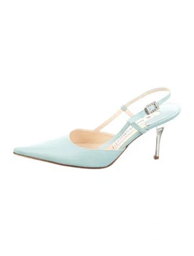 Pre-owned Domenico Vacca Leather Slingback Pumps In Blue