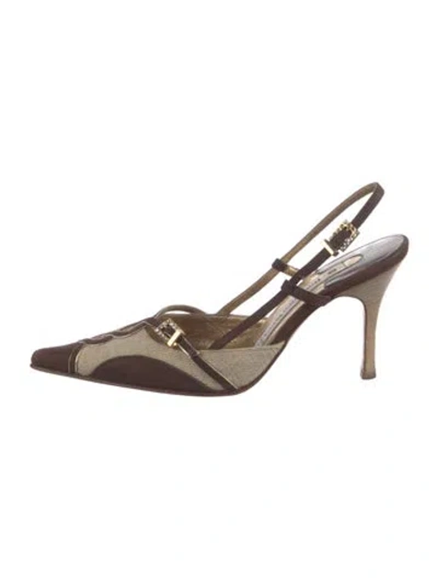 Pre-owned Domenico Vacca Leather Slingback Pumps In Brown