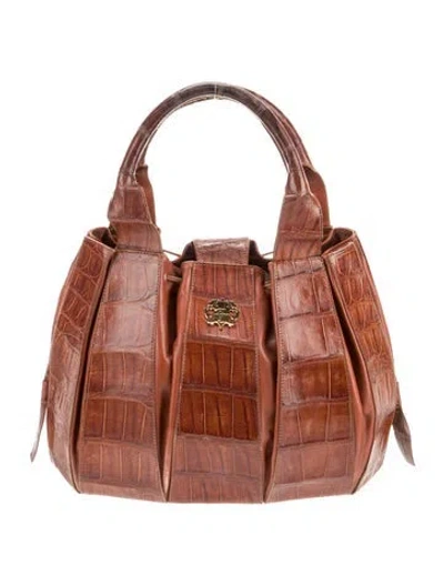 Pre-owned Domenico Vacca Leather Top Handle Bag In Brown