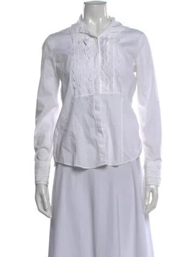 Pre-owned Domenico Vacca Long Sleeve Blouse In White