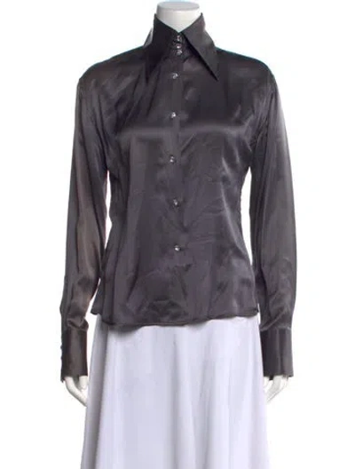 Pre-owned Domenico Vacca Long Sleeve Button-up Top In Gray