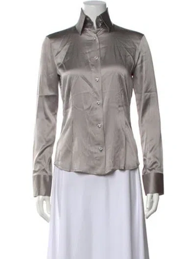 Pre-owned Domenico Vacca Long Sleeve Button-up Top In Grey