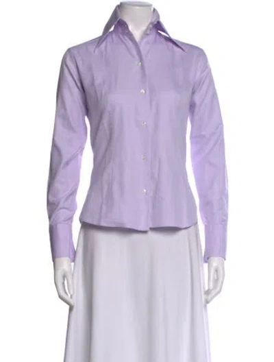 Pre-owned Domenico Vacca Long Sleeve Button-up Top In Purple