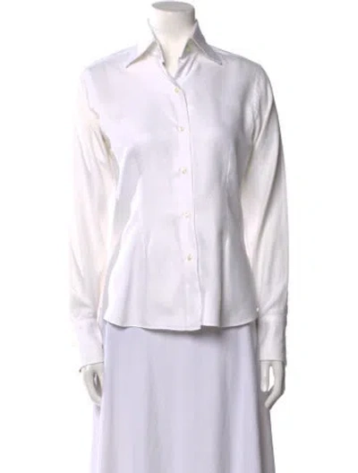 Pre-owned Domenico Vacca Long Sleeve Button-up Top In White