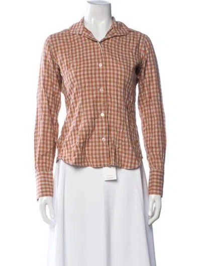 Pre-owned Domenico Vacca Plaid Print Long Sleeve Button-up Top In Grey