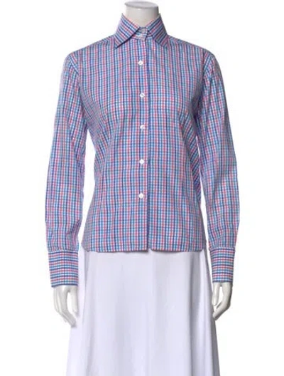 Pre-owned Domenico Vacca Plaid Print Long Sleeve Button-up Top In Multi