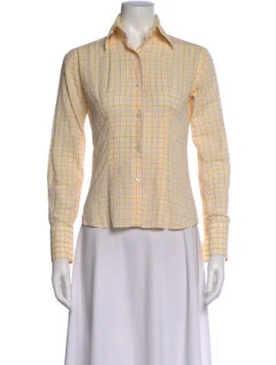 Pre-owned Domenico Vacca Plaid Print Long Sleeve Button-up Top In Multi