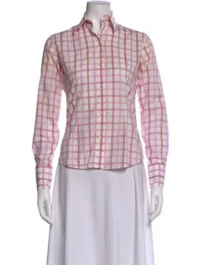 Pre-owned Domenico Vacca Plaid Print Long Sleeve Button-up Top In Pink
