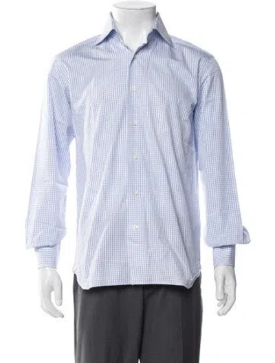 Pre-owned Domenico Vacca Plaid Print Long Sleeve Shirt In Blue
