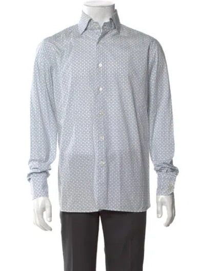 Pre-owned Domenico Vacca Printed Long Sleeve Dress Shirt In Gray