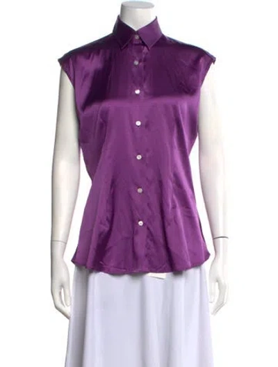 Pre-owned Domenico Vacca Silk Sleeveless Button-up Top In Purple