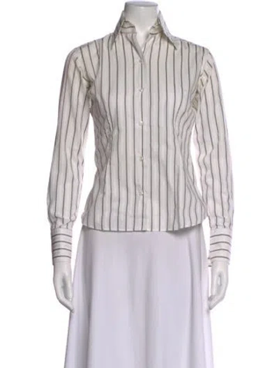 Pre-owned Domenico Vacca Striped Long Sleeve Button-up Top In Multi