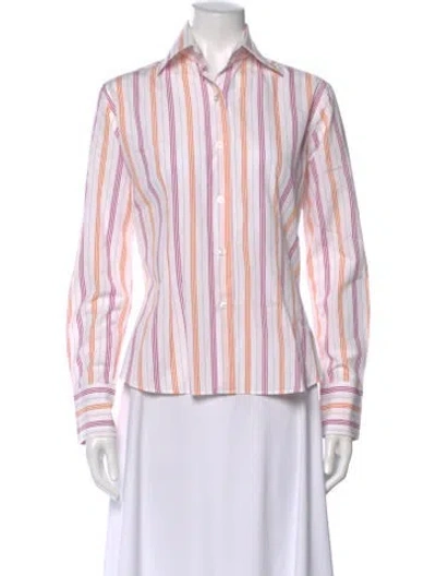Pre-owned Domenico Vacca Striped Long Sleeve Button-up Top In Pink