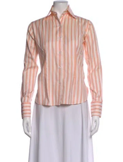 Pre-owned Domenico Vacca Striped Long Sleeve Button-up Top In Pink