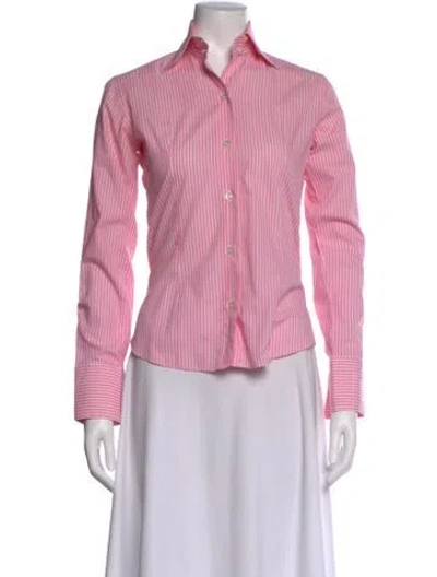 Pre-owned Domenico Vacca Striped Long Sleeve Button-up Top In Pink