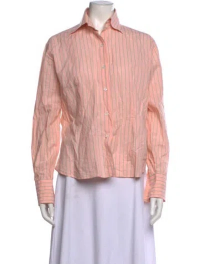 Pre-owned Domenico Vacca Striped Long Sleeve Button-up Top In Pink