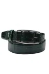 Domenico Vacca Womens American Alligator 1 1/4" Buckle Belt Dark Green In Green