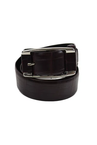 Domenico Vacca Womens Genuine Alligator 1 1/4" Wrap Buckled Belt Brown