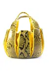 DOMENICO VACCA WOMENS GENUINE PYTHON JULIE TOTE BAG HANDBAG YELLOW