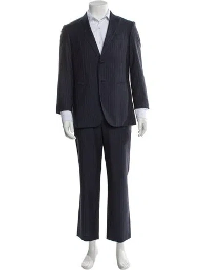 Pre-owned Domenico Vacca Wool Striped Two-piece Suit In Blue