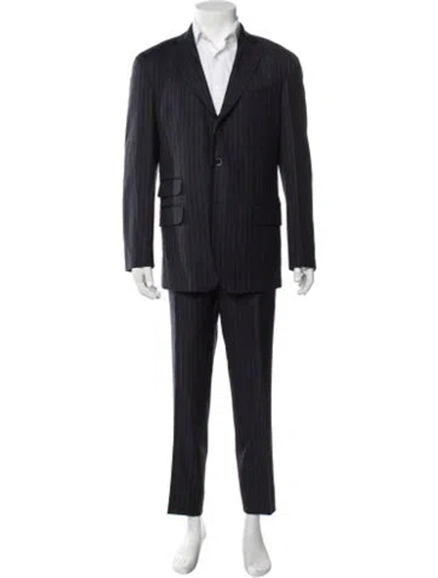 Pre-owned Domenico Vacca Wool Striped Two-piece Suit In Blue