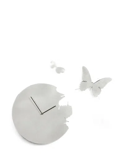 Domeniconi Butterfly-detail Wall Clock In Metallic