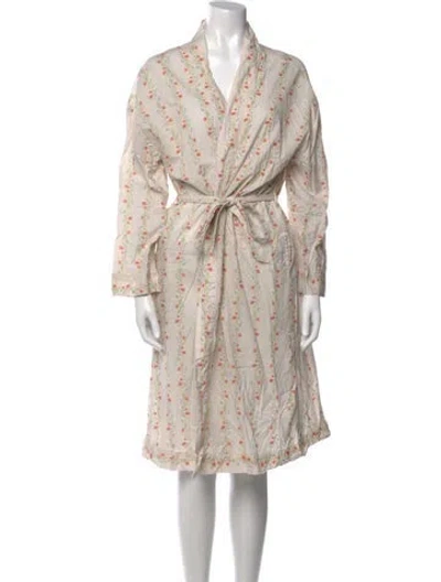 Pre-owned Domi Floral Print Robe In Neutral