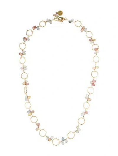 Pre-owned Dominique Cohen 14k Sapphire Hex Chain Collar Necklace, 20" In Multi