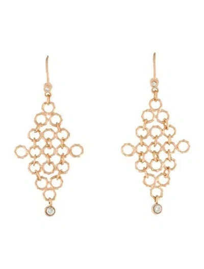 Pre-owned Dominique Cohen 18k Diamond Bamboo Mesh Boho Drop Earrings In Multi