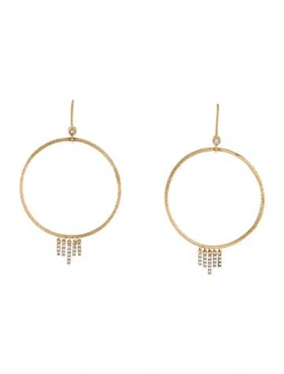 Pre-owned Dominique Cohen 18k Diamond Chevron Textured Round Hoop Earrings In Multi
