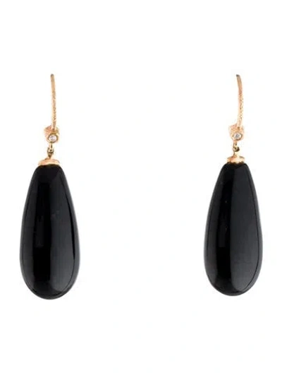 Pre-owned Dominique Cohen 18k Onyx & Diamond Drop Earrings In Multi