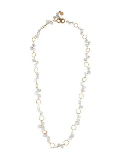 Pre-owned Dominique Cohen 18k Pearl Chain Link Necklace, 24" In Multi