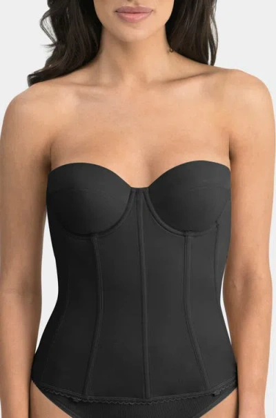 Dominique Intimates Brianna Low Back Convertible Strapless Corset Bra In Black