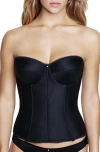 Dominique Intimates Juliette Satin Low Back Convertible Strapless Corset Longline Bra In Blue
