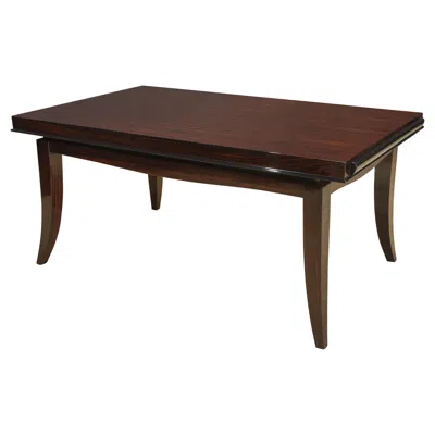Pre-owned Dominique Macassar Ebony French Art Deco Dining Table In The Style Of , C. 1940 In Black