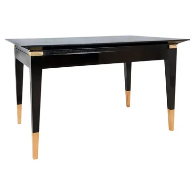 Pre-owned Dominique Mid-century Modern Dining Table In Solid Mahogany And Brass - France In Brown
